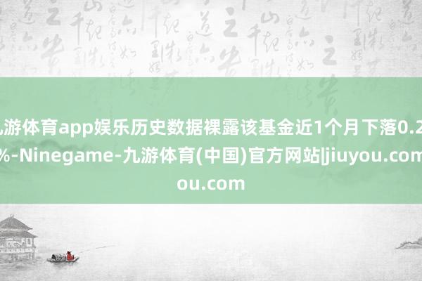 九游体育app娱乐历史数据裸露该基金近1个月下落0.25%-Ninegame-九游体育(中国)官方网站|jiuyou.com